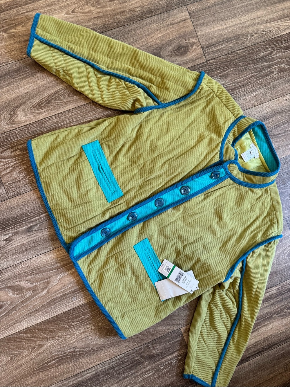 Multiples Olive Green Utility Jacket with Teal Trim
